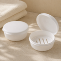 SOOTHEORY round draining shampoo bar case shown open and closed